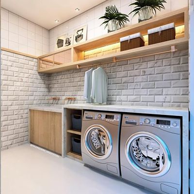 lavanderia planejada com duas máquinas