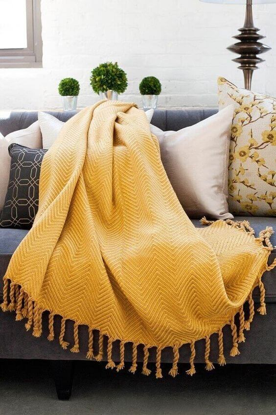 Decoração Amarela Para Sala e Quarto 6 decoração amarela para sala com manta