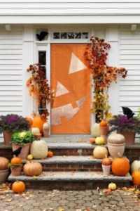 decoração de porta para halloween