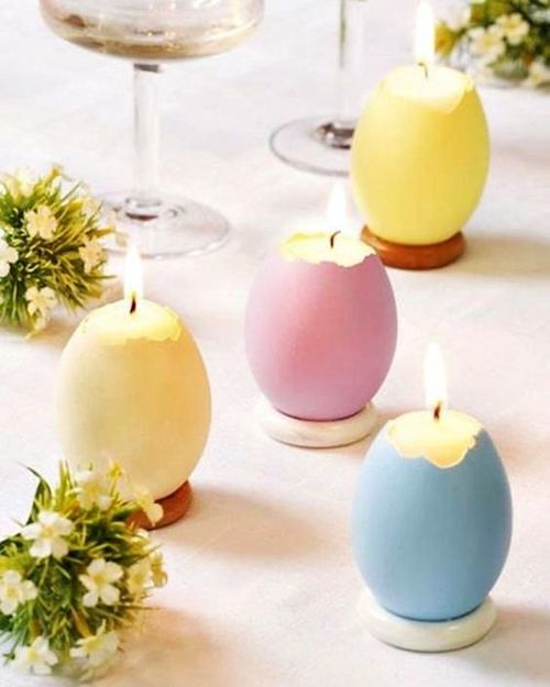 Ovos com vela para decorar mesa de Páscoa