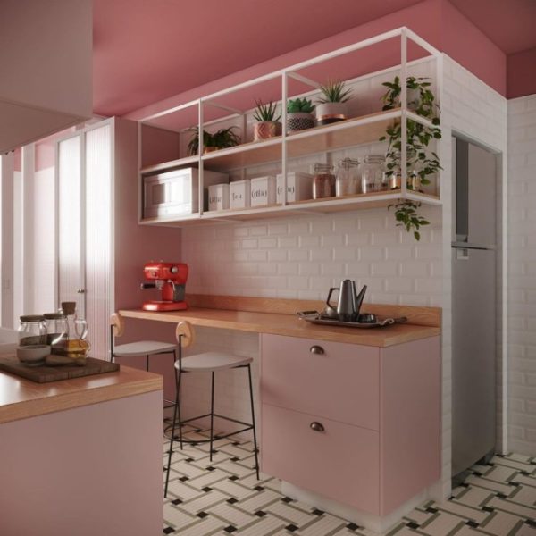 Cozinha rosa - tendência de decoração 2022